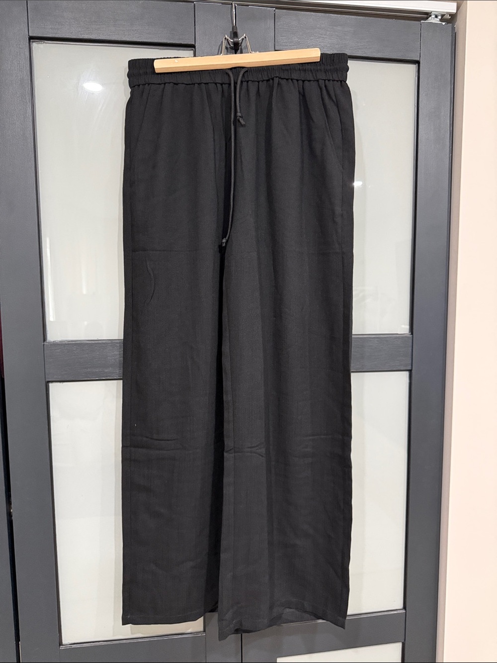HALARA Black Wide-Leg Drawstring Pants